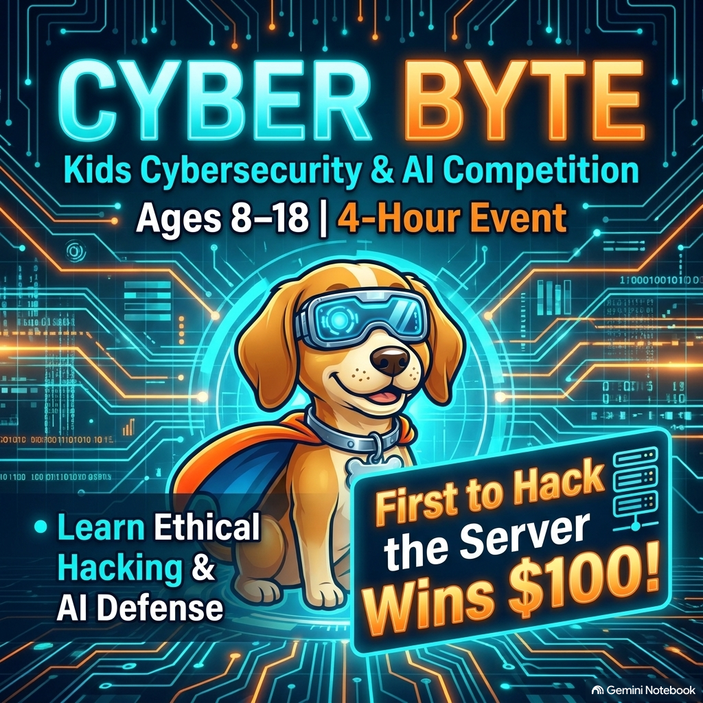 Cyber Byte Kids Cybersecurity and AI Competition promotional flyer
